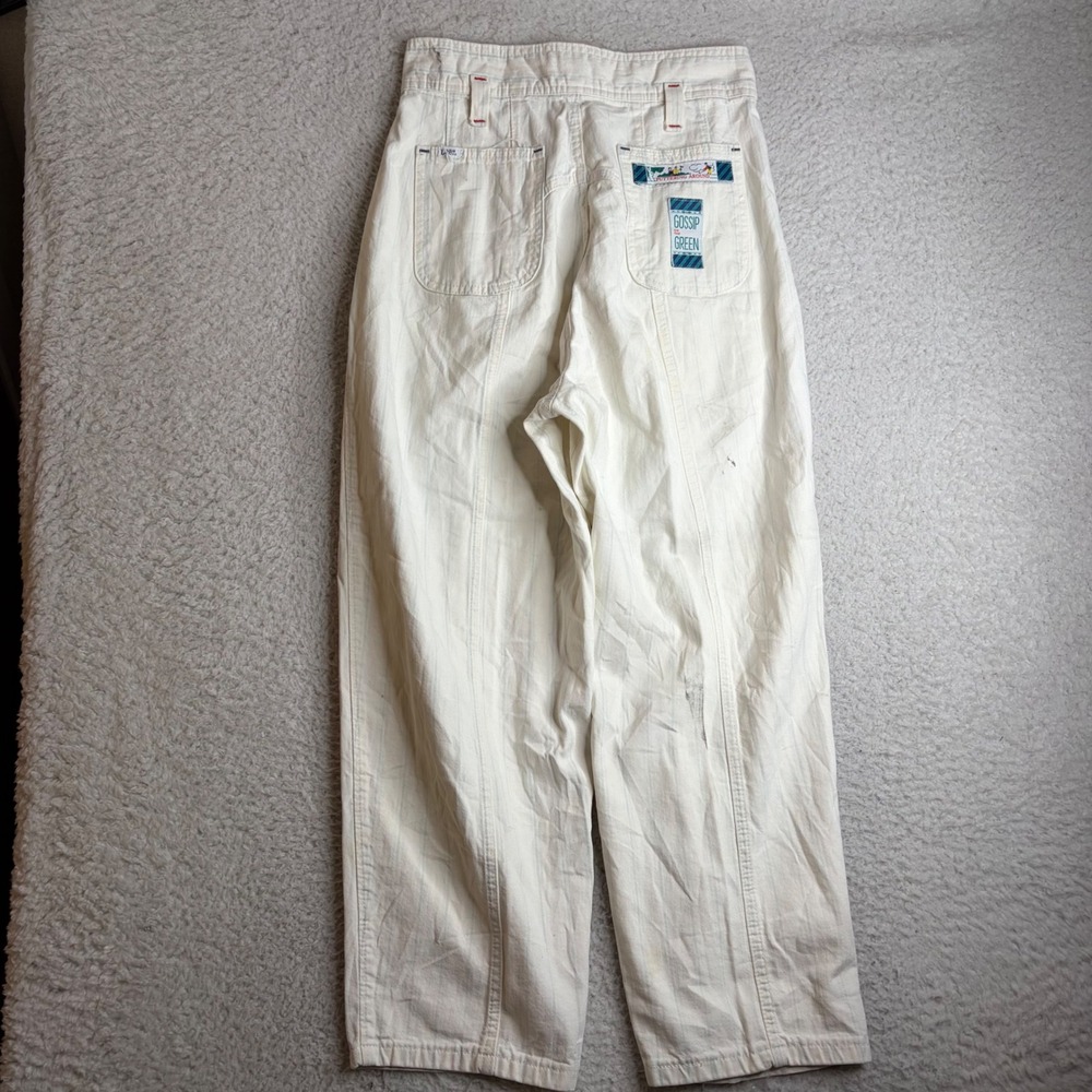 80s Lee Gossip on the Green Pleated Pinstripe Pants White Golf Carpenter (28x26)